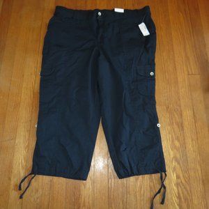 New Dressbarn Dark Navy Blue Westport Mid-rise Capri Pants Size 18W NWT $38